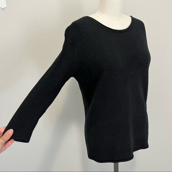 Aritzia Wilfred Black Blanchard Sweater Ribbed Knit Silk Cotton Cashmere Blend - Picture 8 of 15